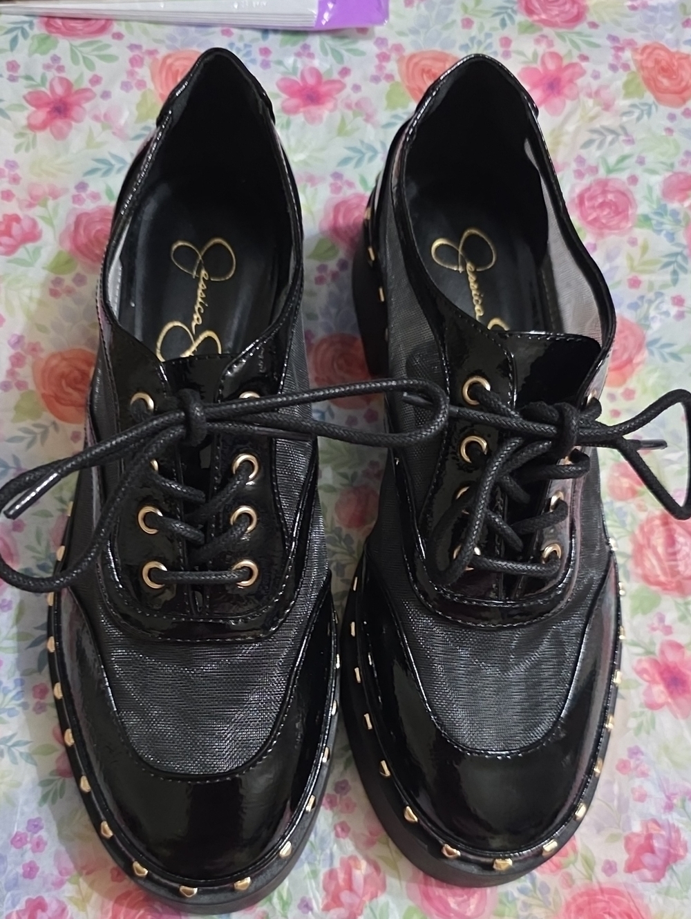 Black Women's Platform Lace-Up Oxfords